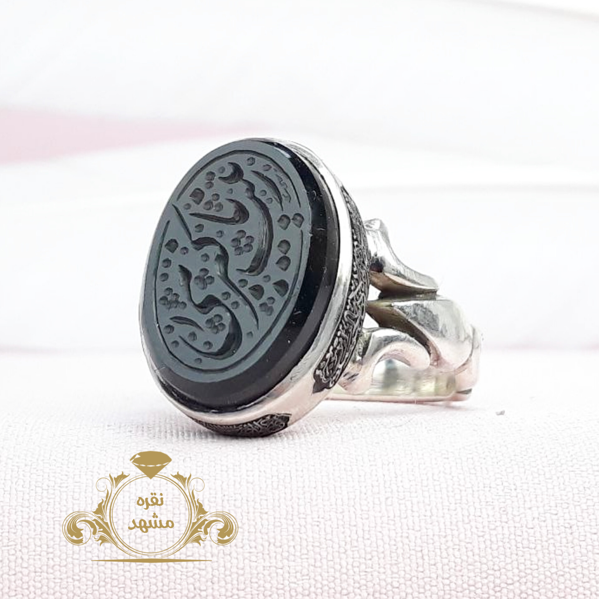 انگشتر دستساز مردانه عقیق سیاه یازینب کبری  نقره اصلی