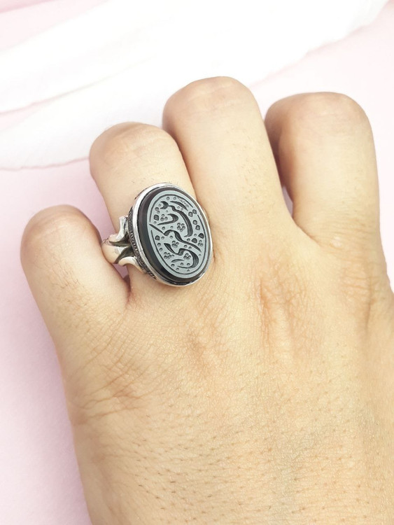 انگشتر دستساز عقیق سیاه یازینب کبری