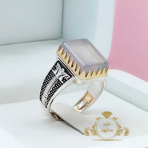 انگشتر مردانه نقره اصل خاص چهارگوش عقیق سوسنی