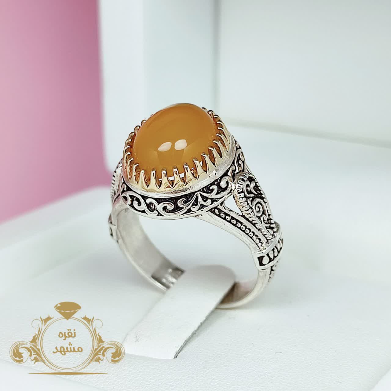 انگشتر نقره عقیق زرد شرف الشمس مردانه