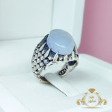 عقیق کبود یمنی انگشتر مردانه پولکی