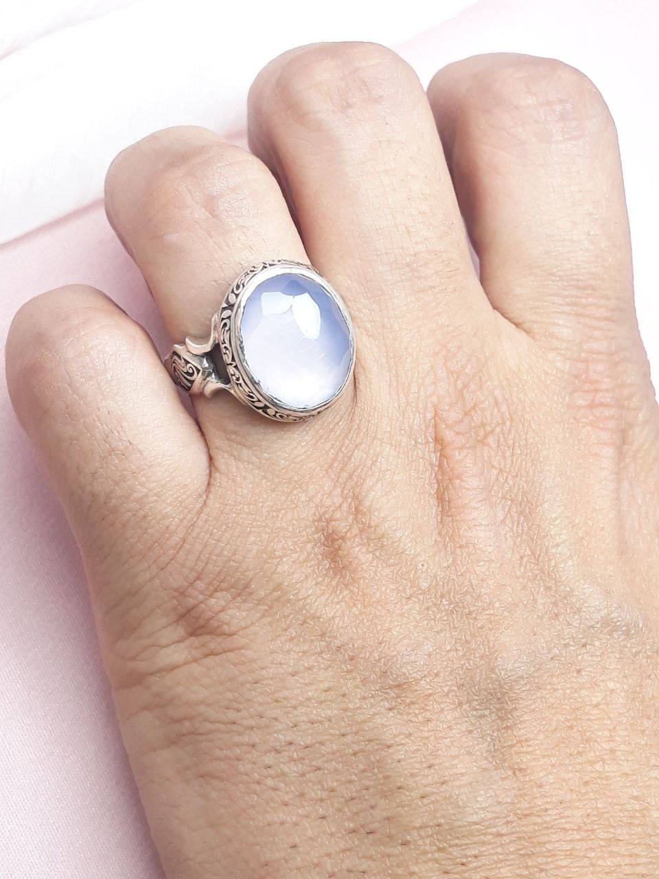 انگشتر مردانه عقیق کبود یمنی تراش جواهر