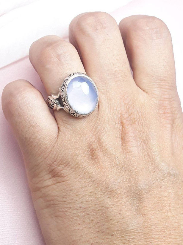 انگشتر مردانه عقیق کبود یمنی تراش جواهر