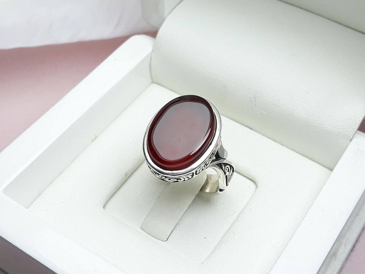 انگشتر دستساز عقیق کبدی خراسان مردانه