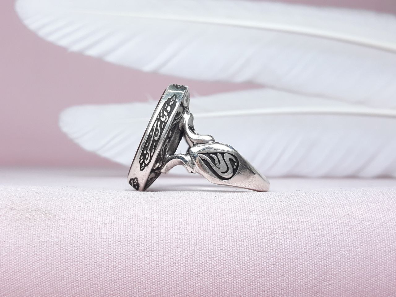 انگشتر دستساز مردانه عقیق پرتقالی یمنی یازهرا