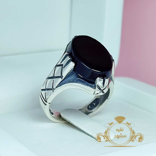 عقیق سیاه انگشتر مردانه تراش ثبتی اصل