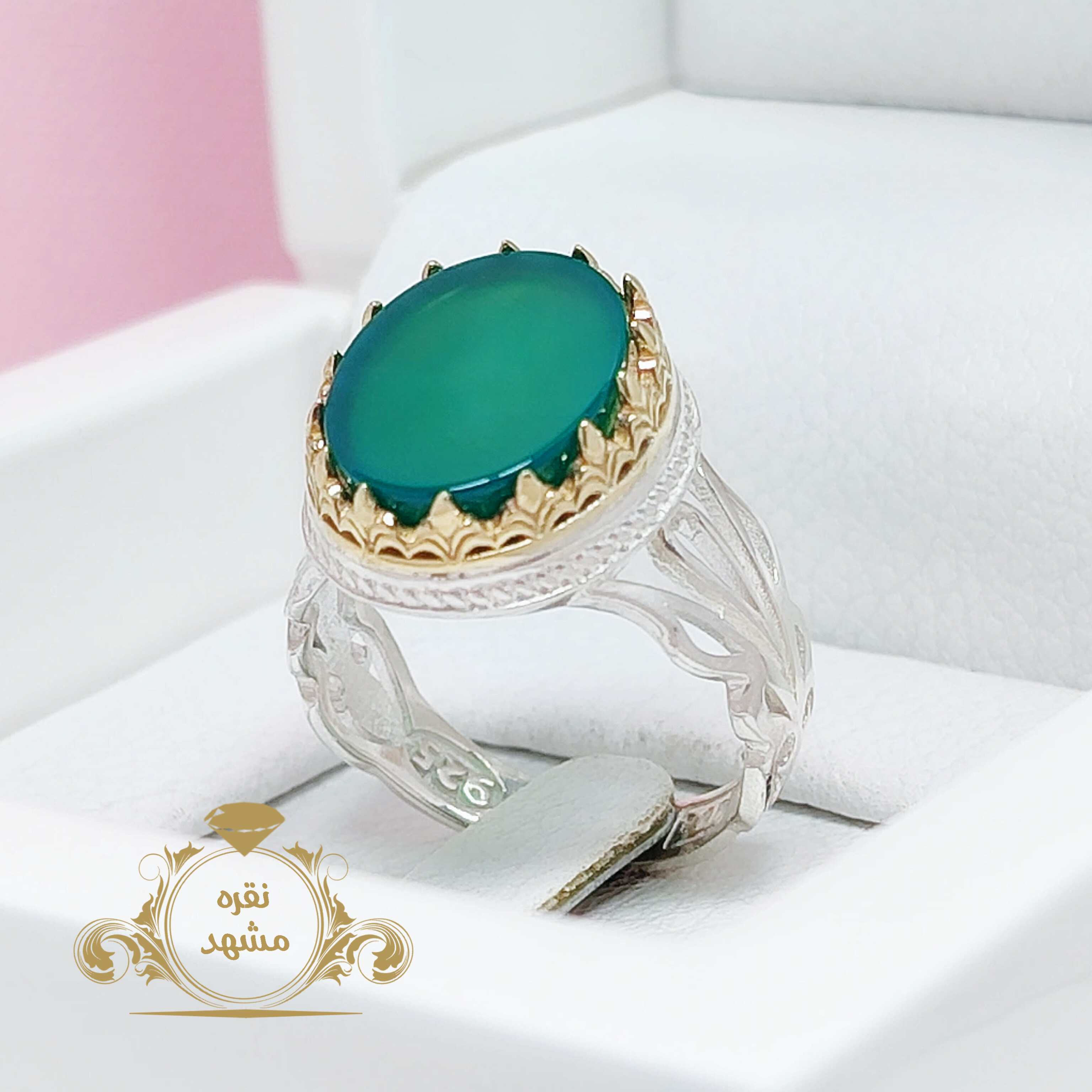 انگشتر با کیفیت مردانه عقیق سبز اصلی