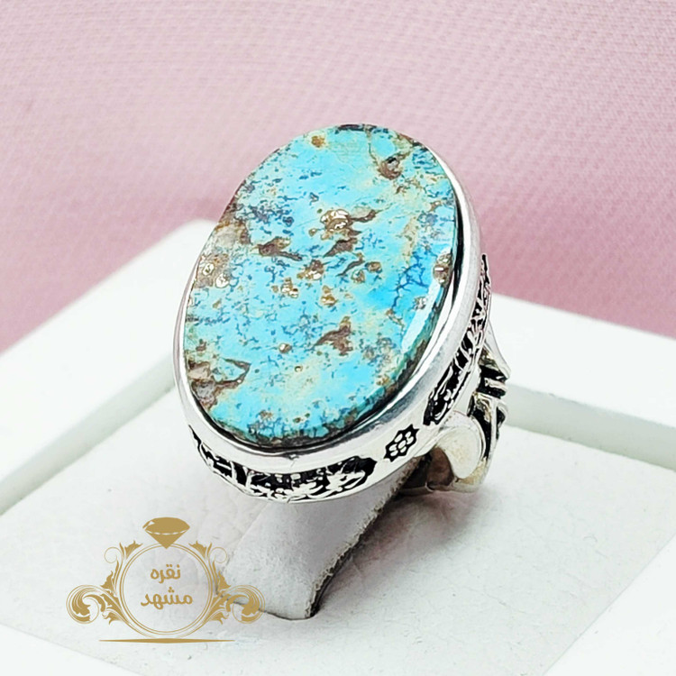انگشتر خاص مردانه فیروزه نیشابور اصلی مدل خطی