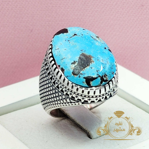 انگشتر مردانه فیروزه نیشابور اصل و معدنی آبس