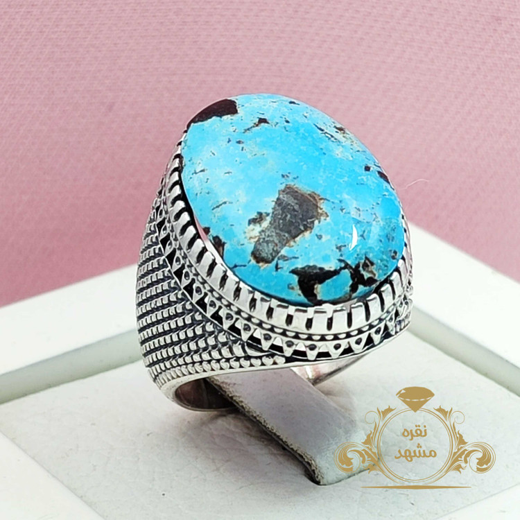 انگشتر مردانه فیروزه نیشابور اصل و معدنی آبس