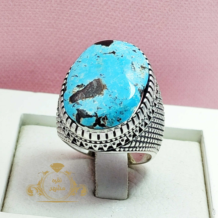 انگشتر مردانه فیروزه نیشابوری آبی اصل و معدنی