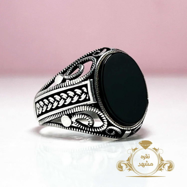 انگشتر ترک شیک مردانه عقیق سیاه اسپرت