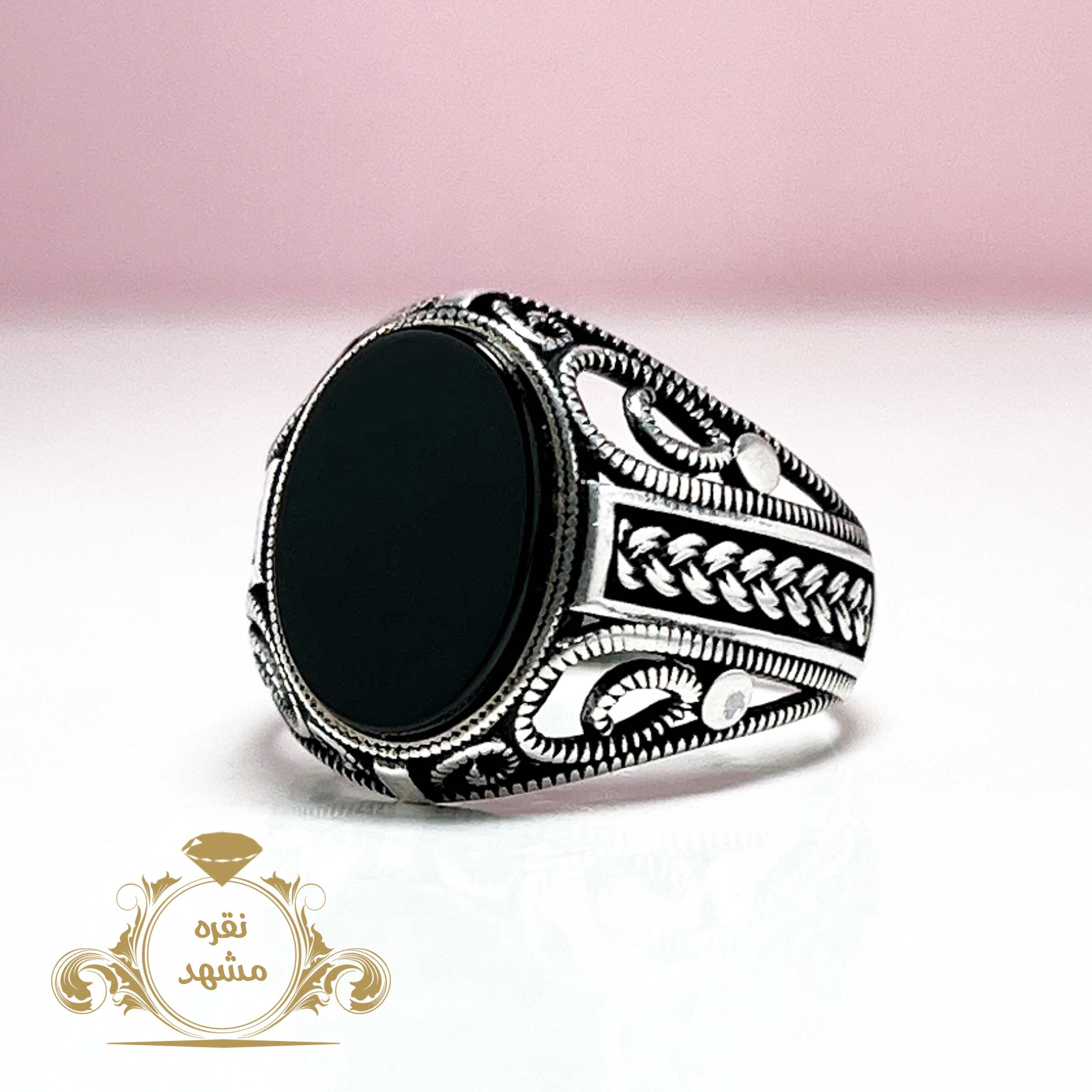 انگشتر ترک شیک مردانه عقیق سیاه اسپرت خاص