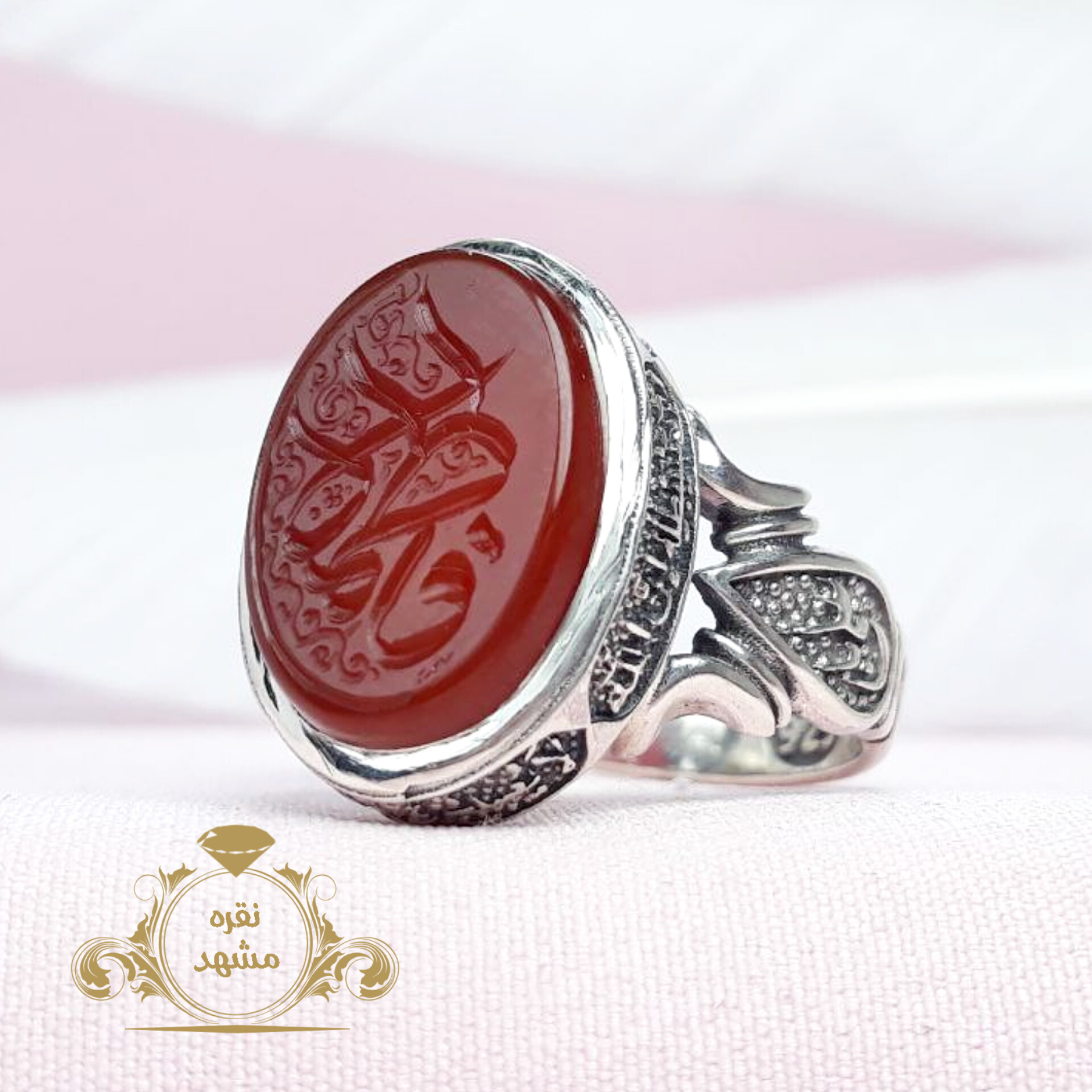 انگشتر نام مبارک حضرت فاطمه عقیق سرخ اصلی