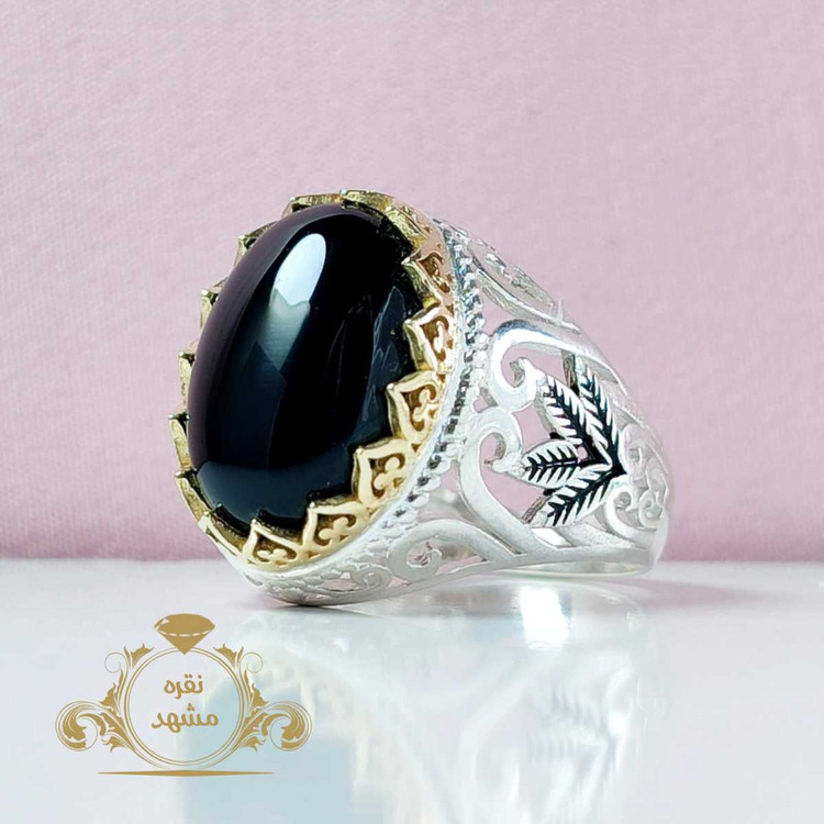 انگشتر مردانه عقیق سیاه اسپرت نقره