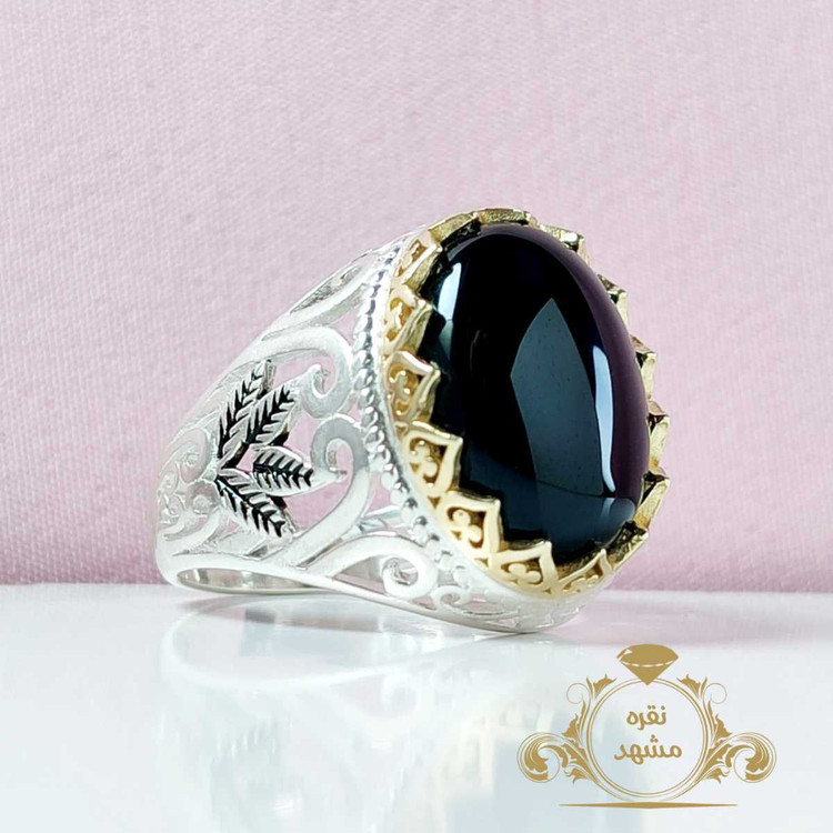 انگشتر عقیق سیاه اسپرت نقره عیار بالا
