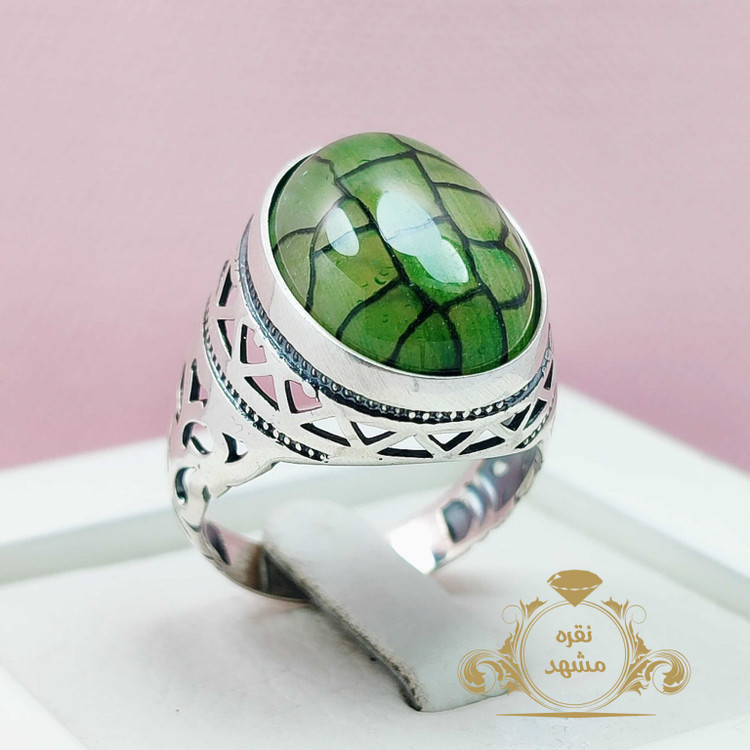 انگشتر دراگون سبز مردانه رکاب نقره 925