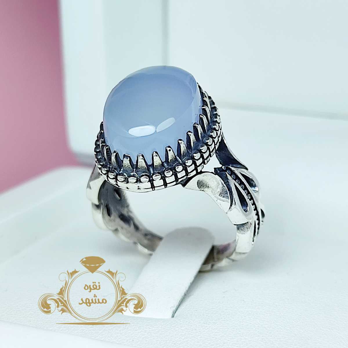 انگشتر عقیق یمنی کبود رکاب نقره