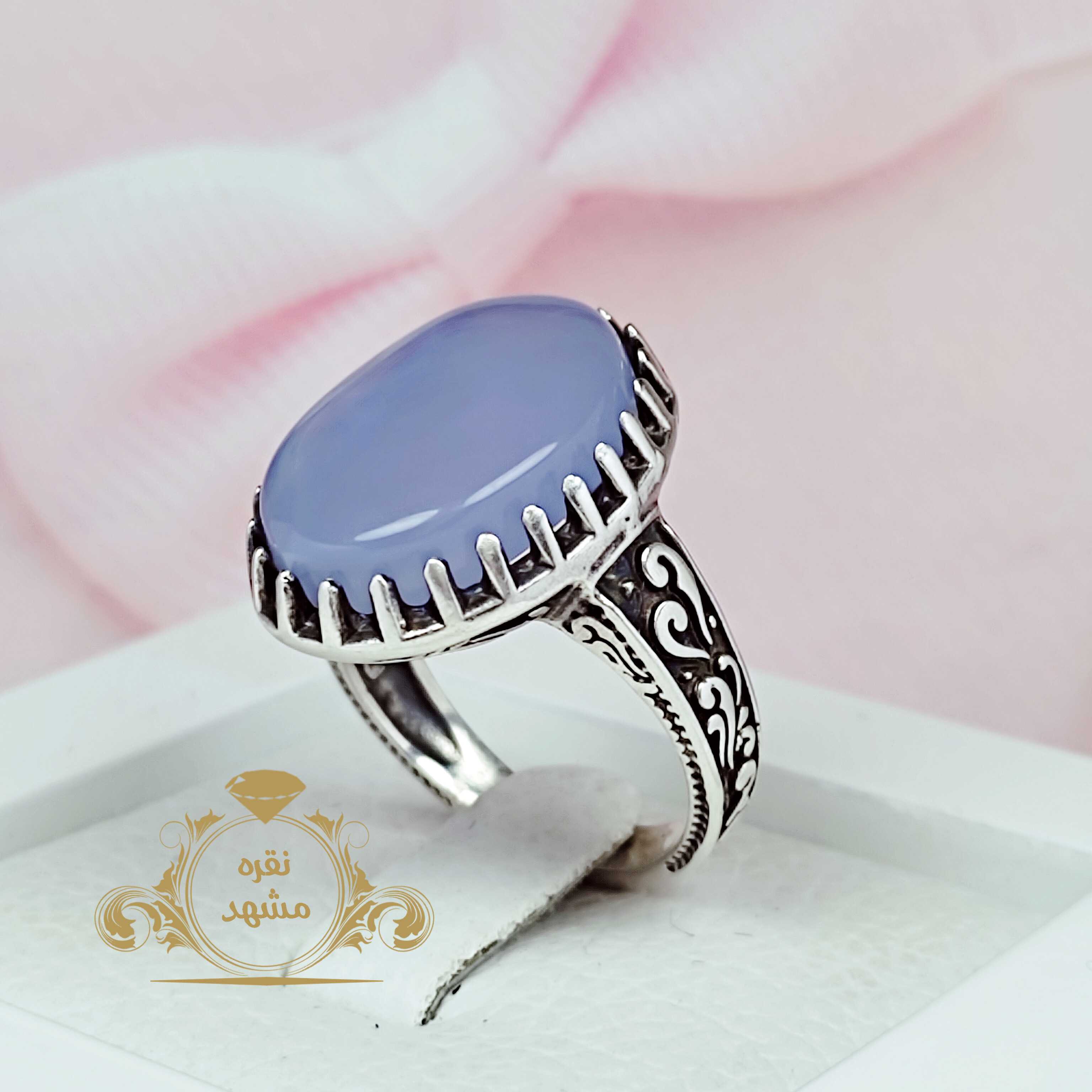 انگشتر عقیق یمنی کبود رکاب نقره با کیفیت