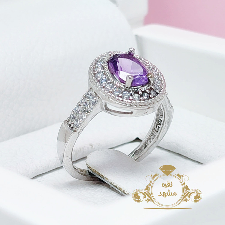 انگشتر زنانه آماتیست تراش جواهر اصلی