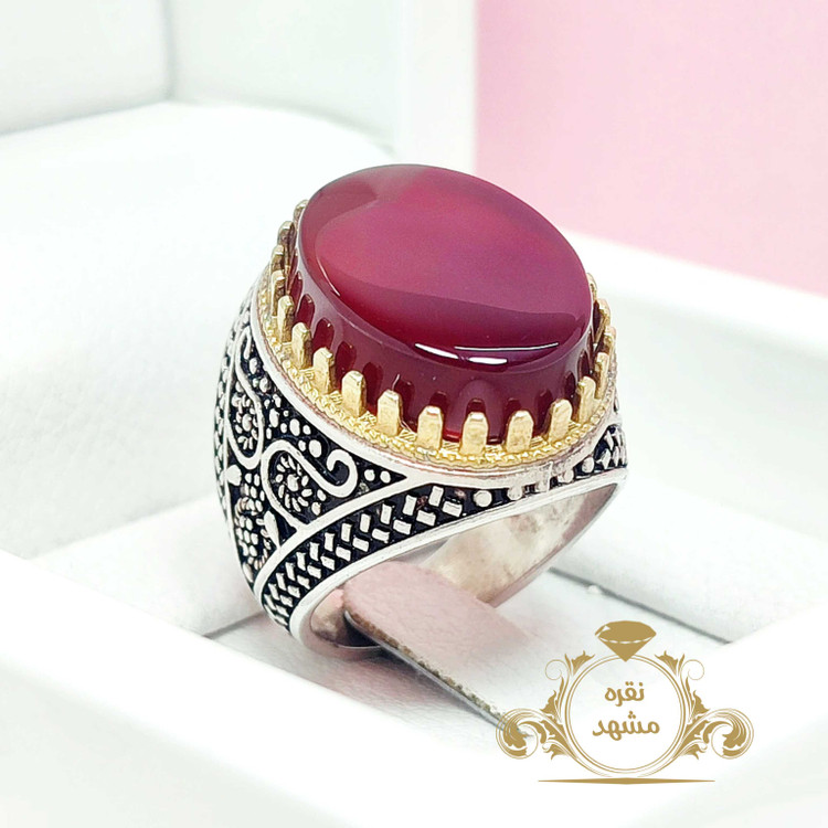 فروشگاه انگشتر مردانه نقره عقیق سرخ خراسانی