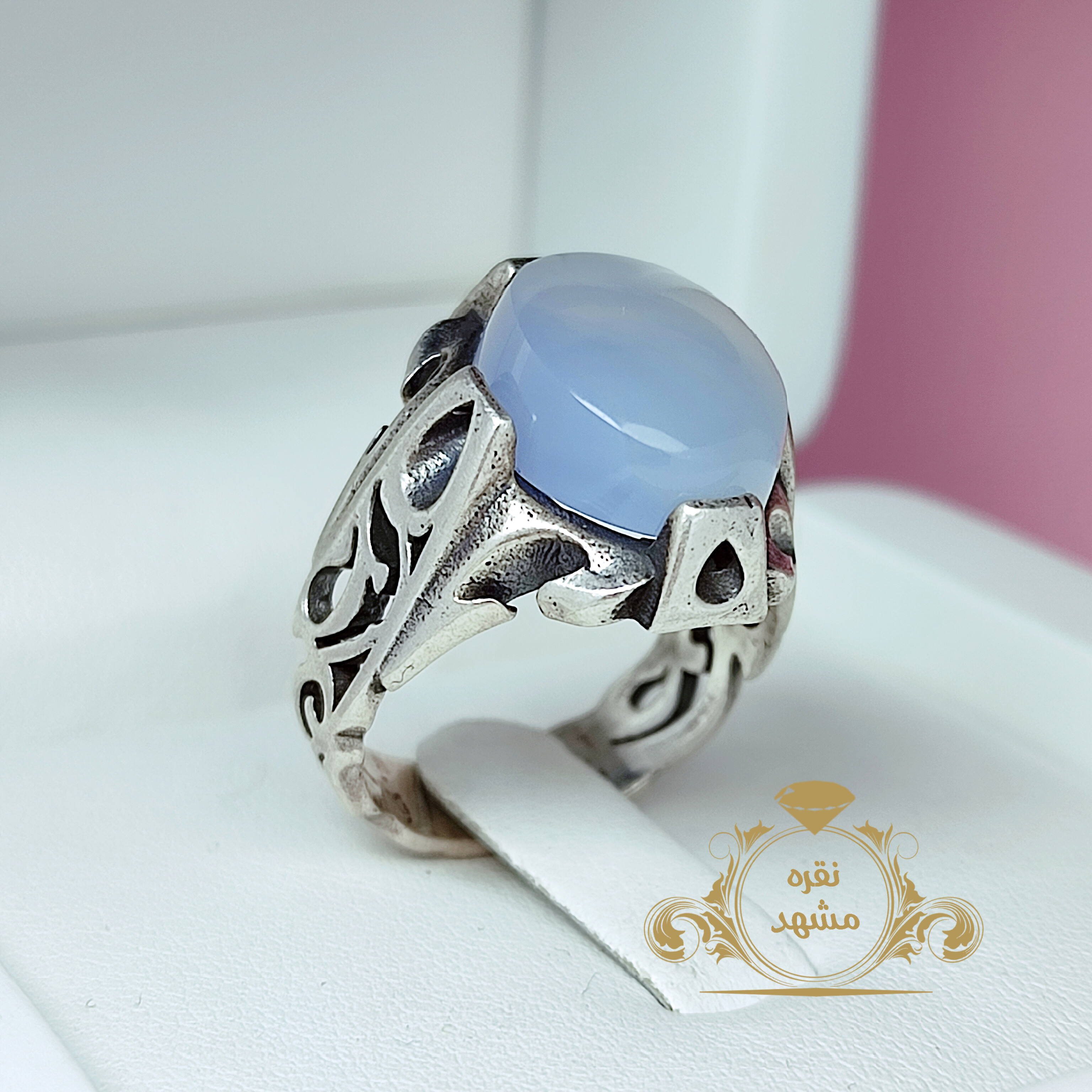 انگشتر نقره مردانه عقیق کبود یمانی اصلی