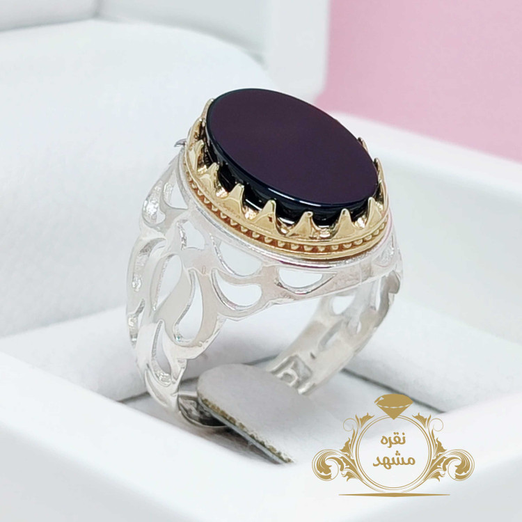 انگشتر مردانه عقیق سیاه مردانه خاص و اصل