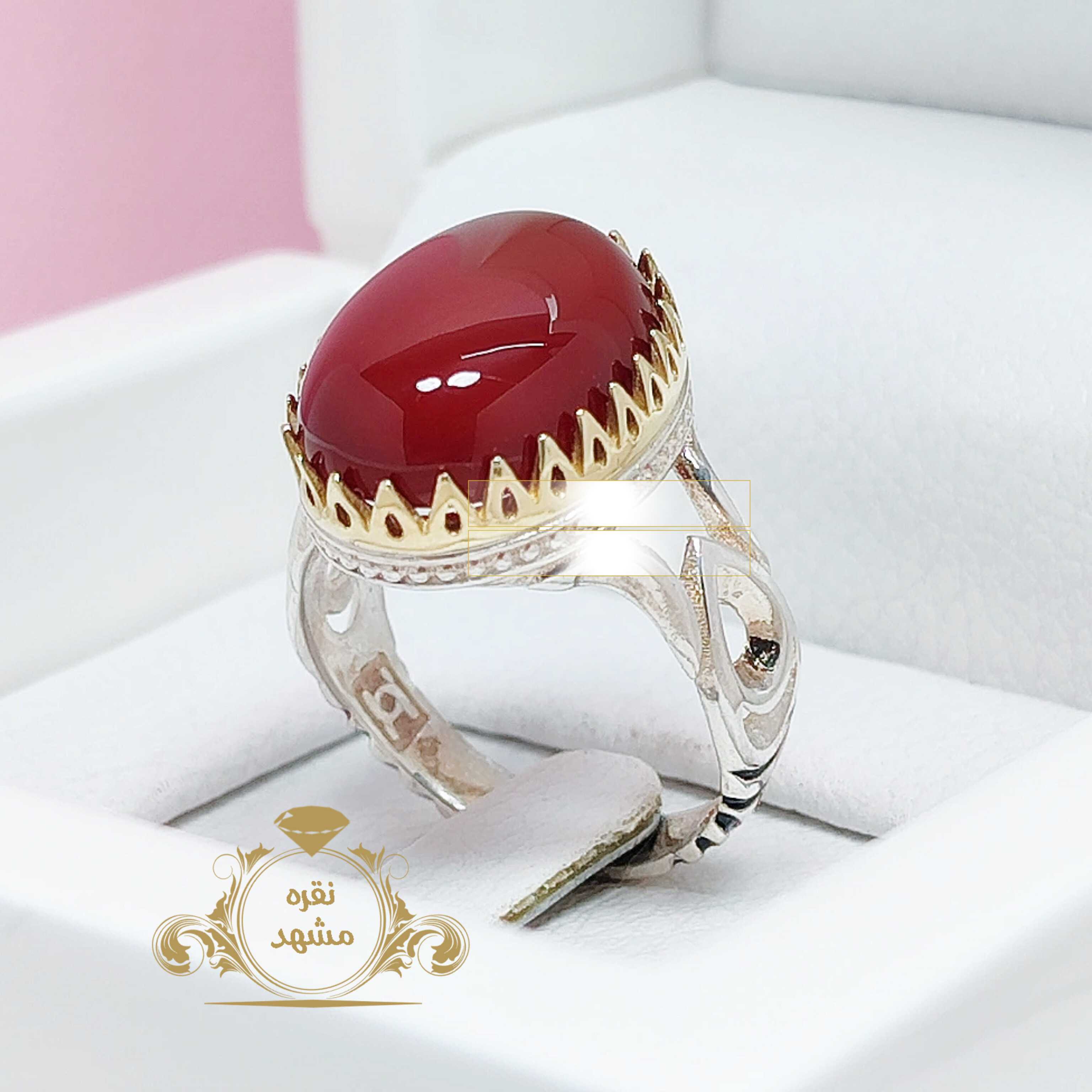 عقیق سرخ دامله انگشتر مردانه نقره