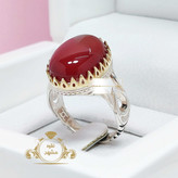 عقیق سرخ دامله انگشتر مردانه نقره