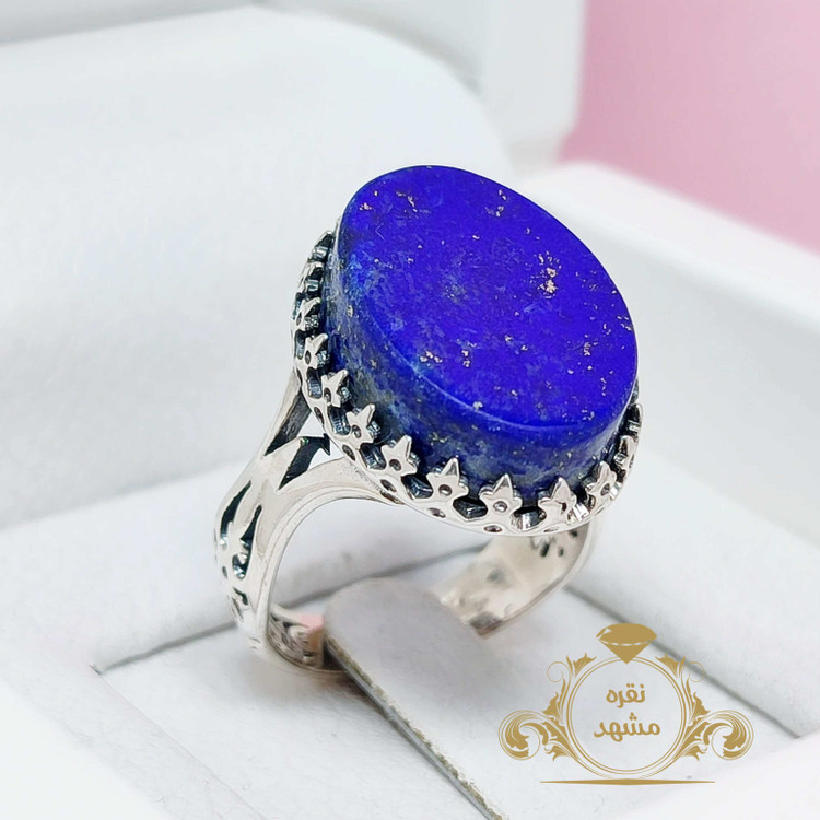 انگشتر لاجورد افغان مردانه رکاب پر فروش نیزه