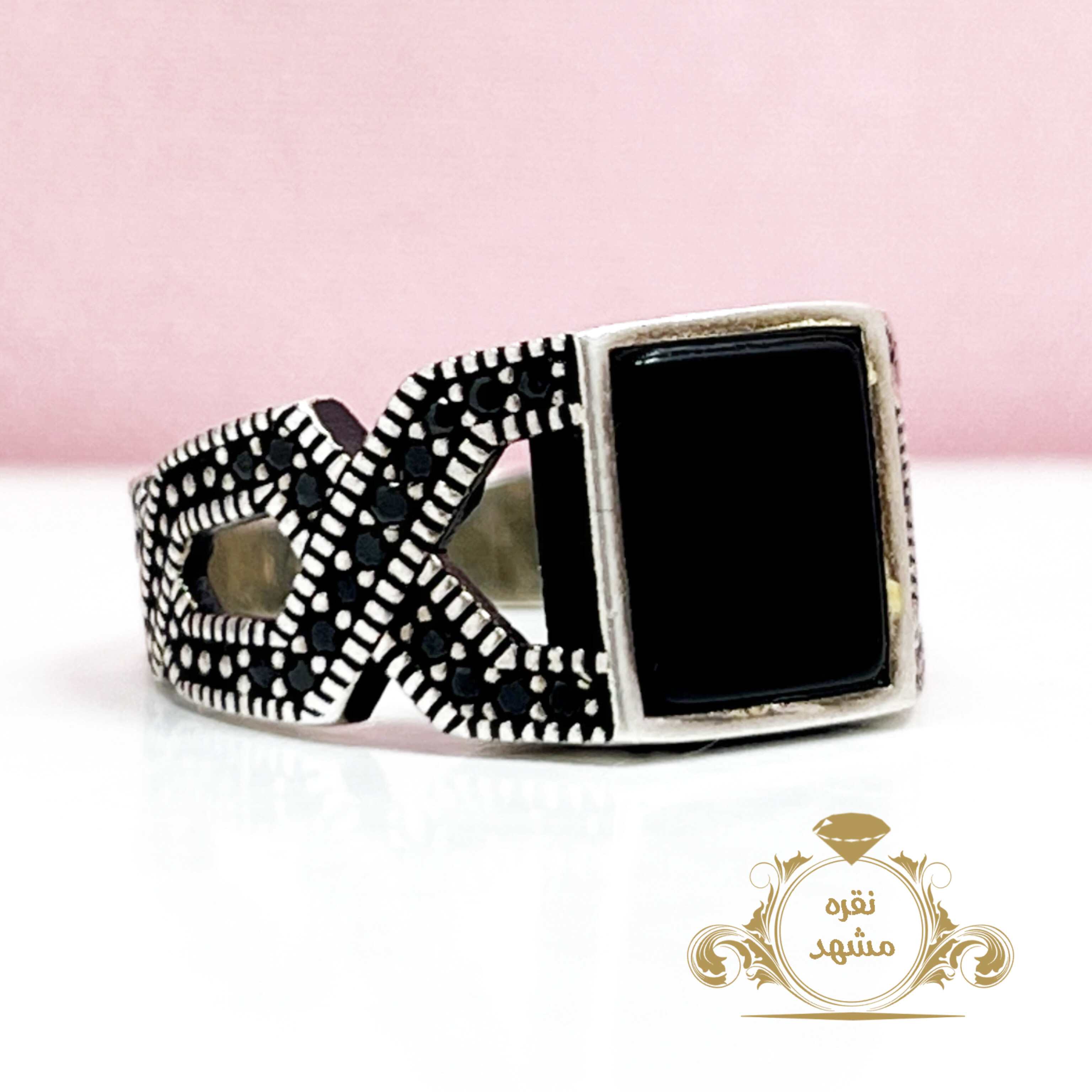 انگشتر ترک مردانه عقیق سیاه اسپرت وارداتی