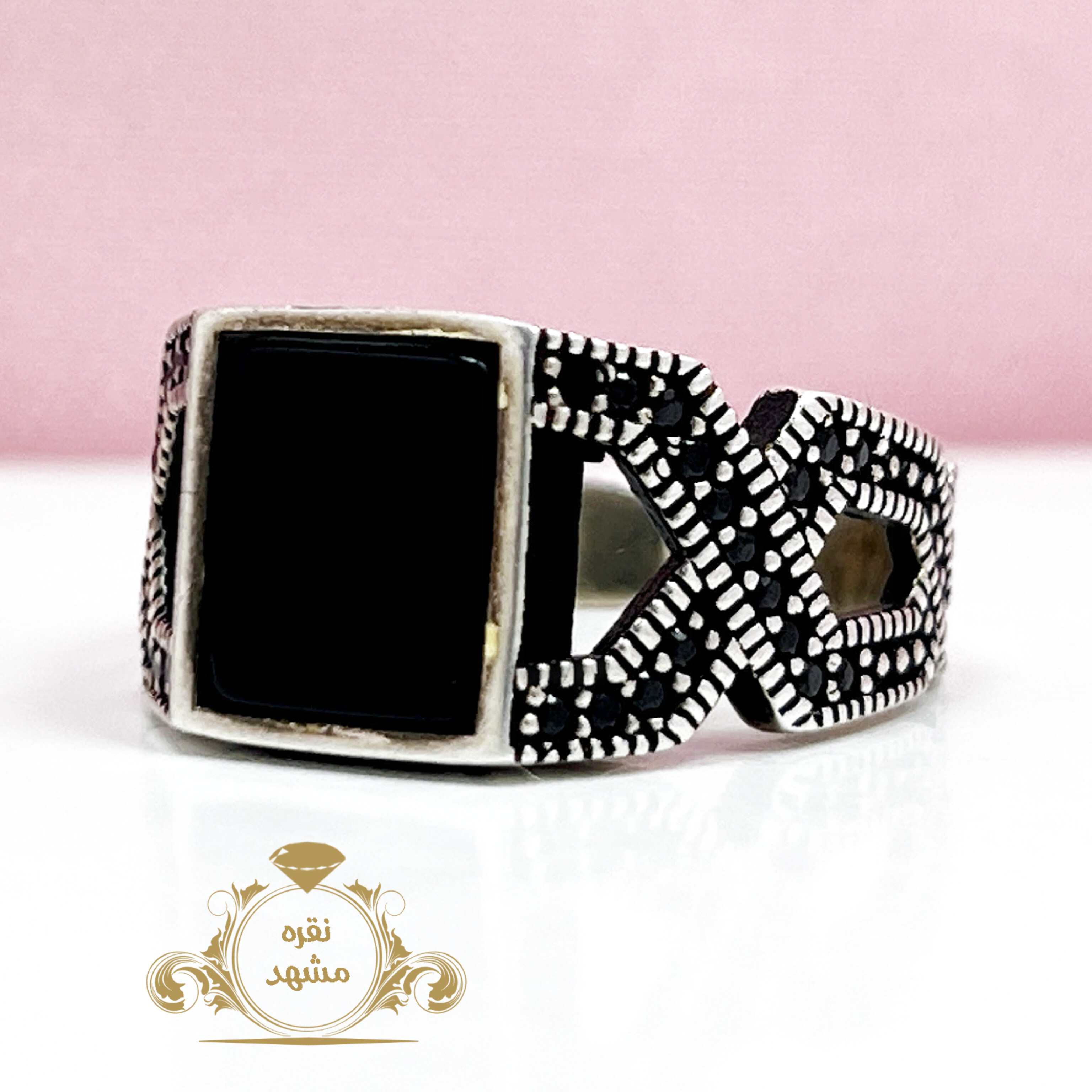 انگشتر ترک اصل مردانه عقیق سیاه اسپرت