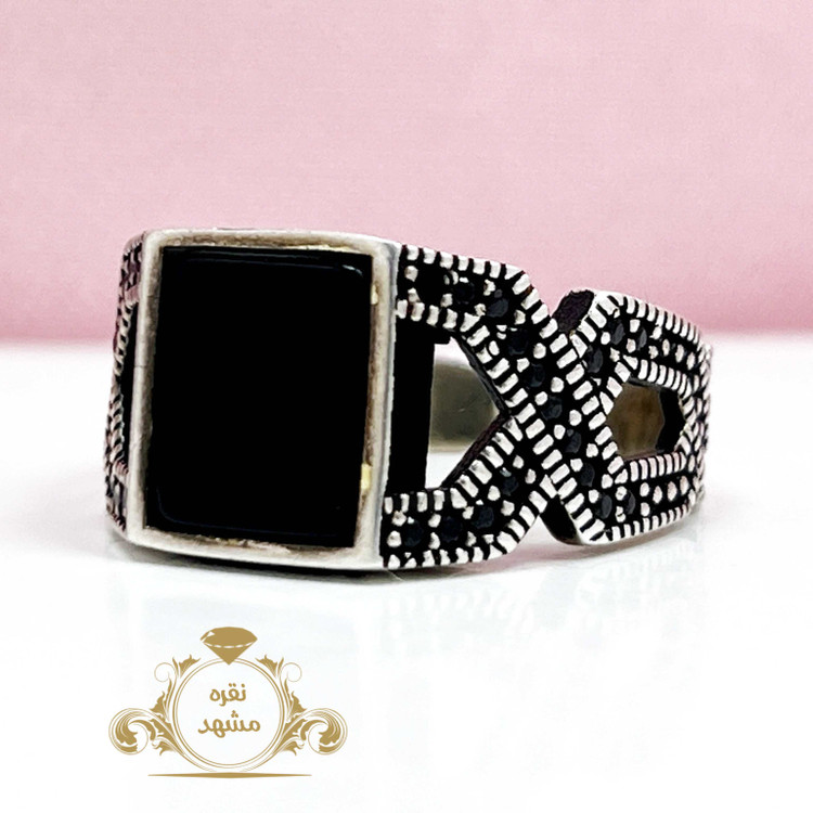 انگشتر ترک اصل مردانه عقیق سیاه اسپرت