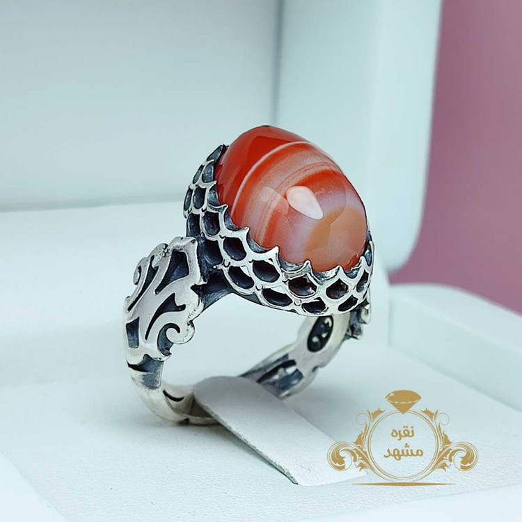 انگشتر عقیق سلیمانی خوشرنگ با کیفیت