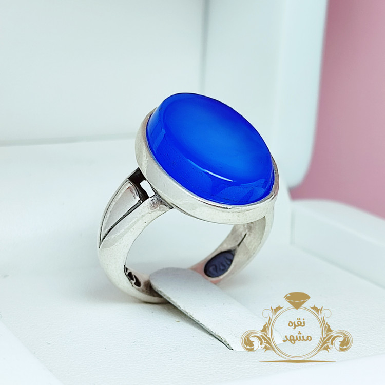 انگشتر پر فروش عقیق آبی تیره پا اردکی مردانه