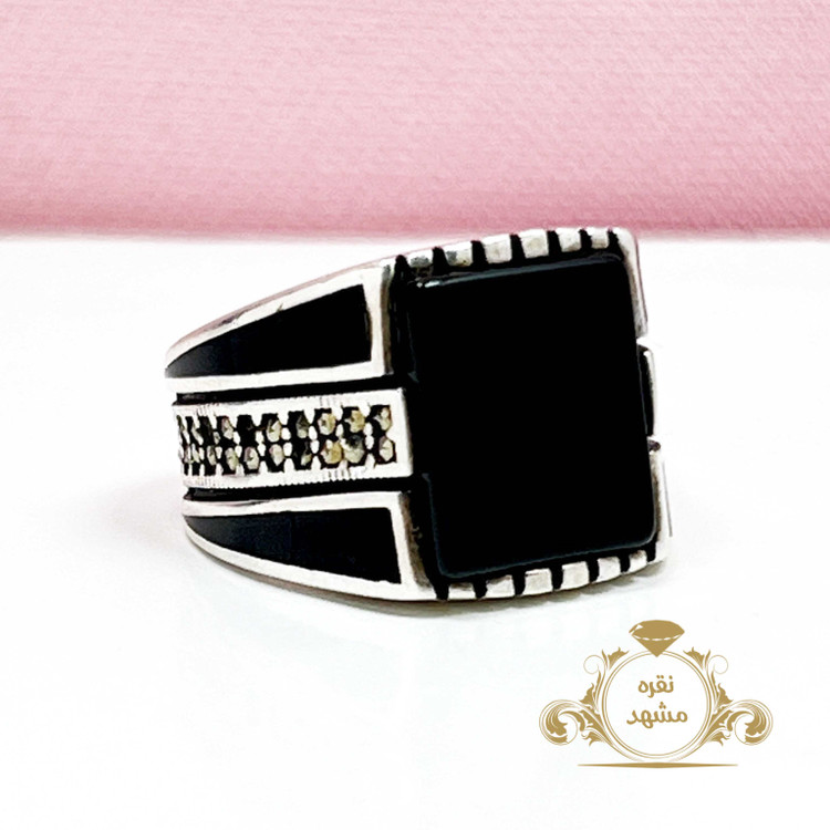 انگشتر نوجوان کار ترک عقیق مشکی اسپرت