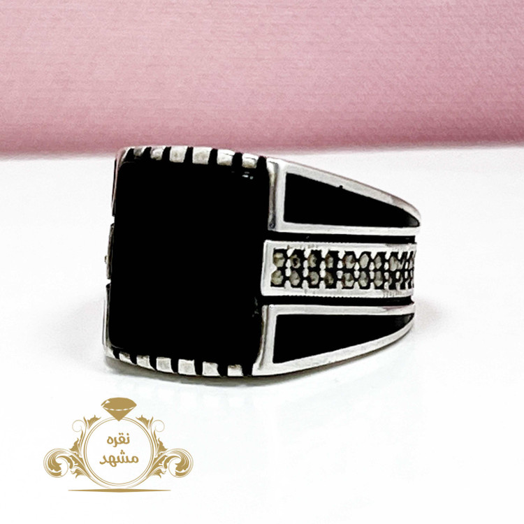 انگشتر ترک عقیق سیاه اسپرت پسرانه
