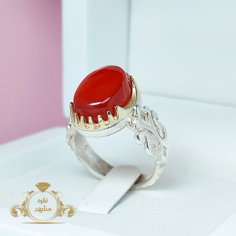 انگشتر مردانه عقیق سرخ خراسانی اصل