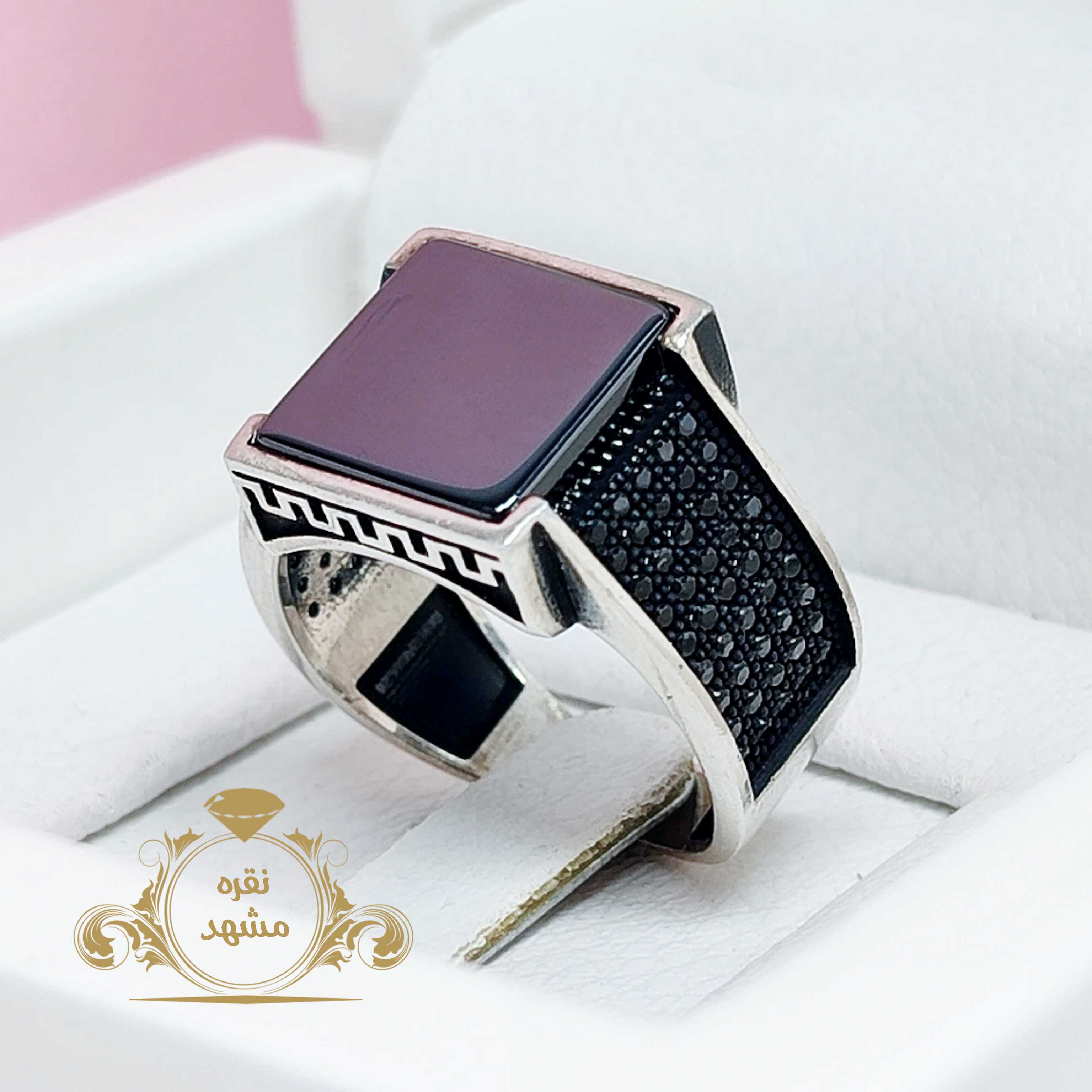 انگشتر مردانه ترک نگین دار حدید صینی اصلی