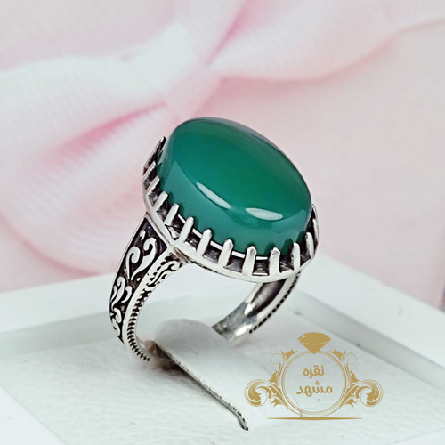 انگشتر عقیق سبز نقره مردانه اصل
