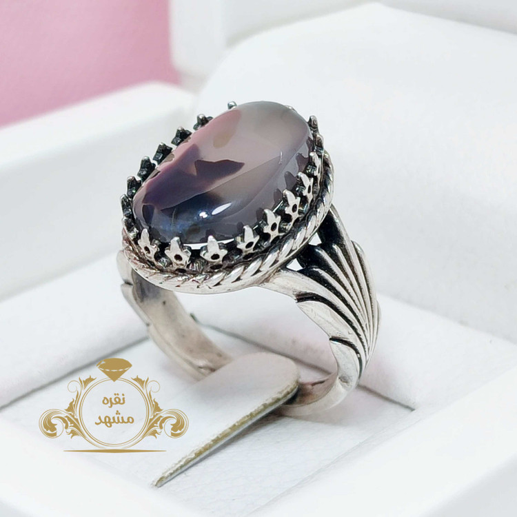 انگشتر نقره مردانه شجر تک برگ عالی فوق العاده زیبا