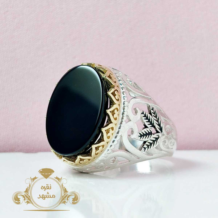 انگشتر عقیق سیاه اصلی و معدنی خوش رکاب