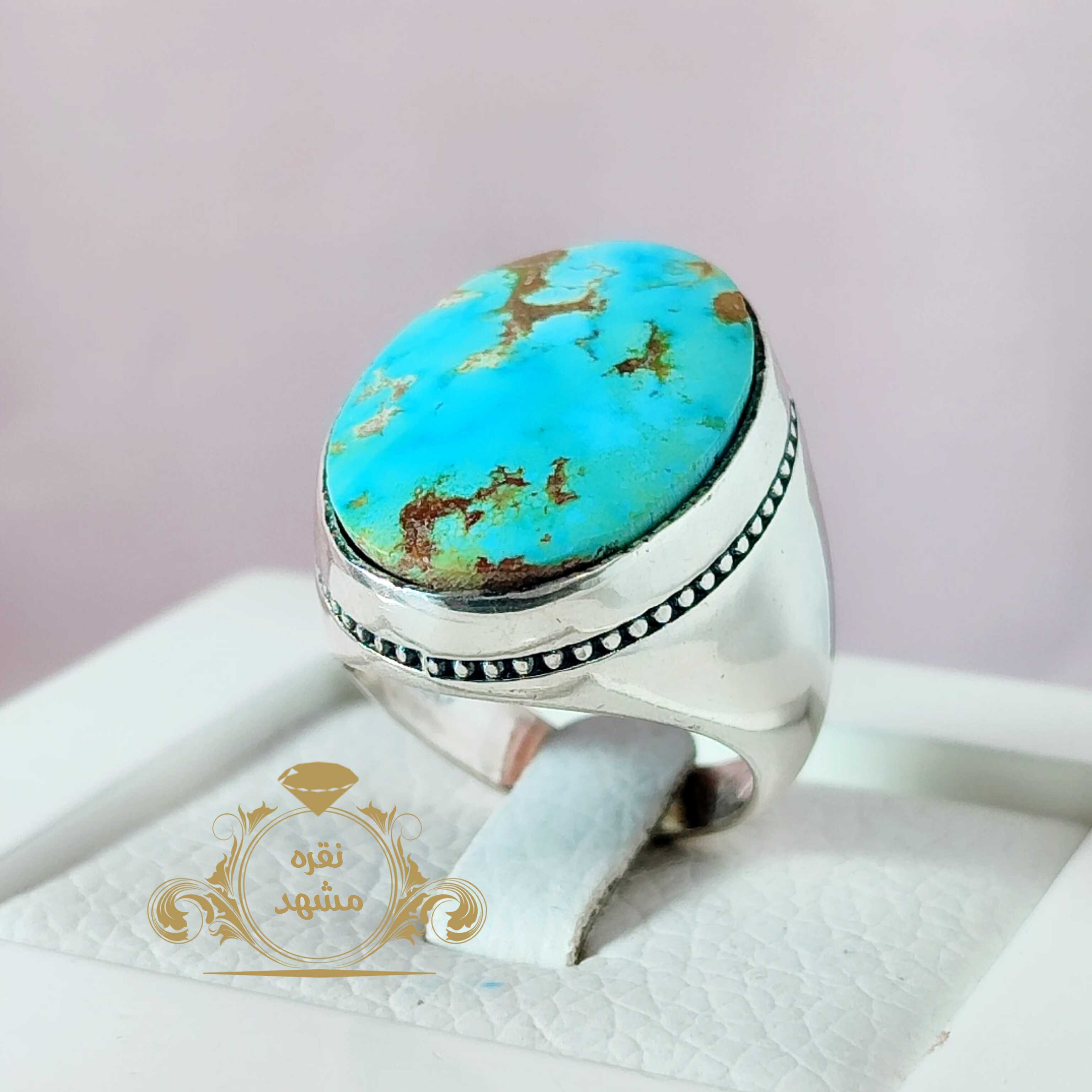 انگشتر مردانه فیروزه نیشابور سبز آبی محشر