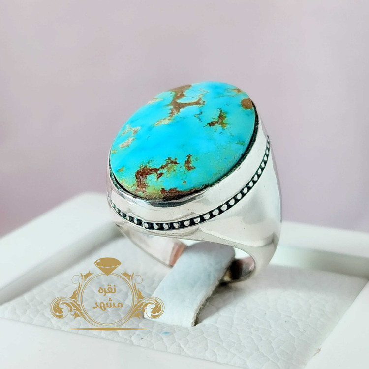 انگشتر مردانه فیروزه نیشابور سبز آبی محشر