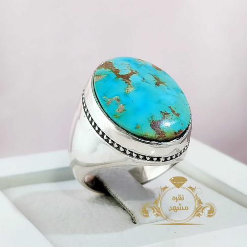 انگشتر فیروزه اصل نیشابور سبز آبی محشر