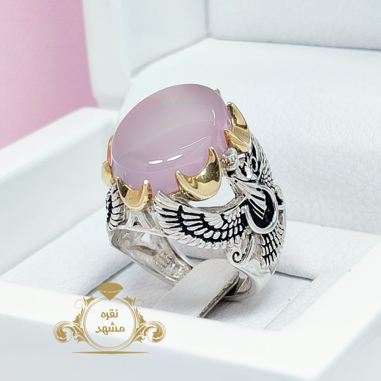 انگشتر فروهر عقیق سوسنی مردانه نقره ۹۲۵