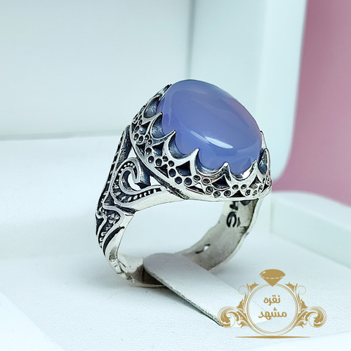 انگشتر مردانه علی با عقیق سوسنی اصل رکاب نقره