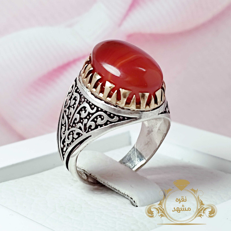 انگشتر عقیق یمانی اصل رکاب نقره مردانه