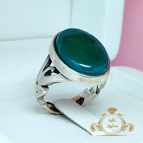 عقیق سبز مردانه تیره نام مبارک حضرت علی (ع)