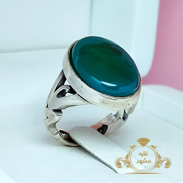 عقیق سبز مردانه تیره نام مبارک حضرت علی (ع)